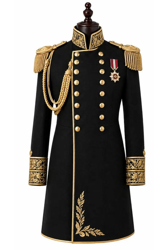 Black Military Trench Coat Men