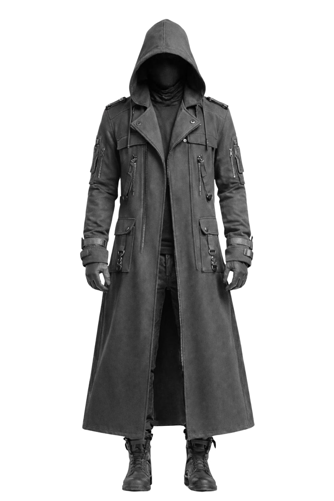 Men's Tactical Hooded Long Coat