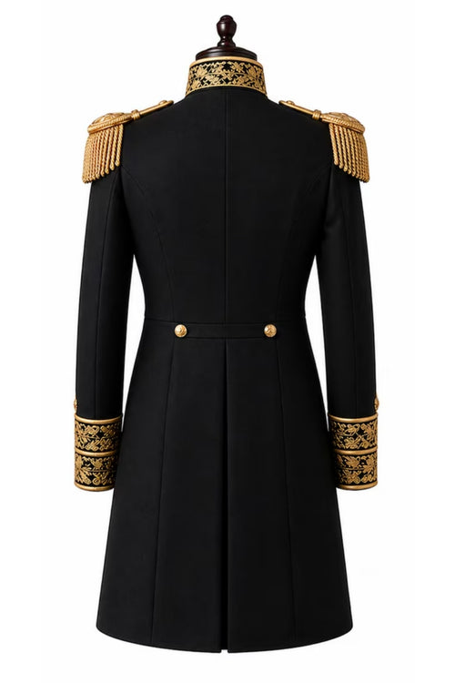 Black Military Trench Coat Men