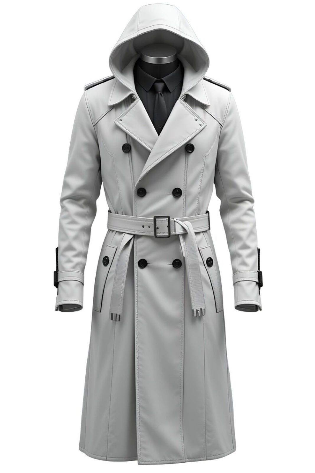 Men’s White Leather Trench Coat