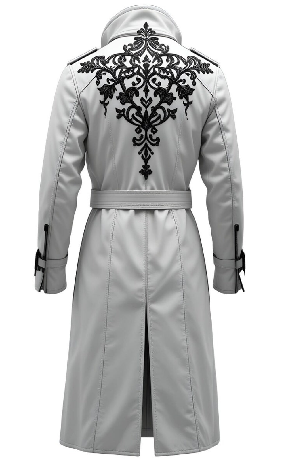 Men’s White Leather Trench Coat