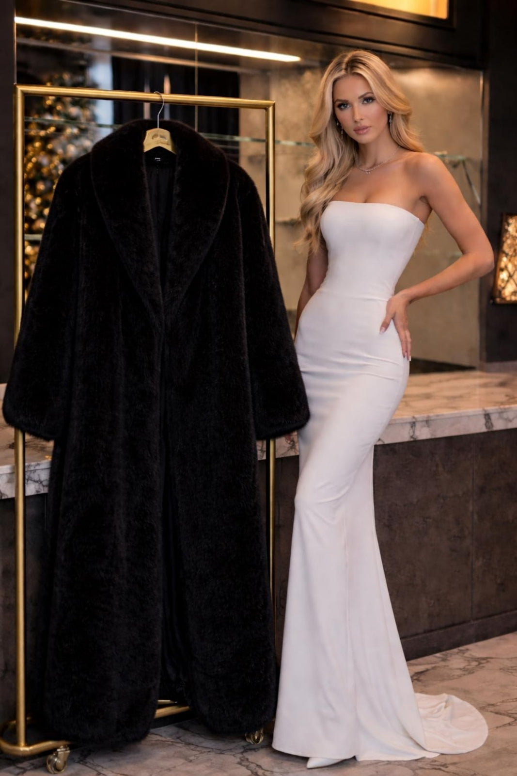 Luxury Black Faux Fur Coat for Women