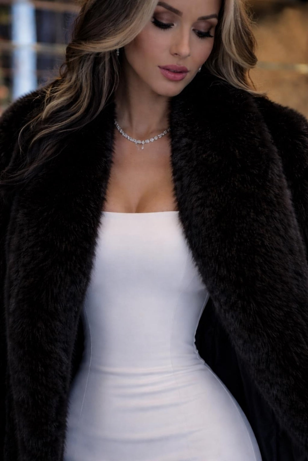 Luxury Black Faux Fur Coat for Women