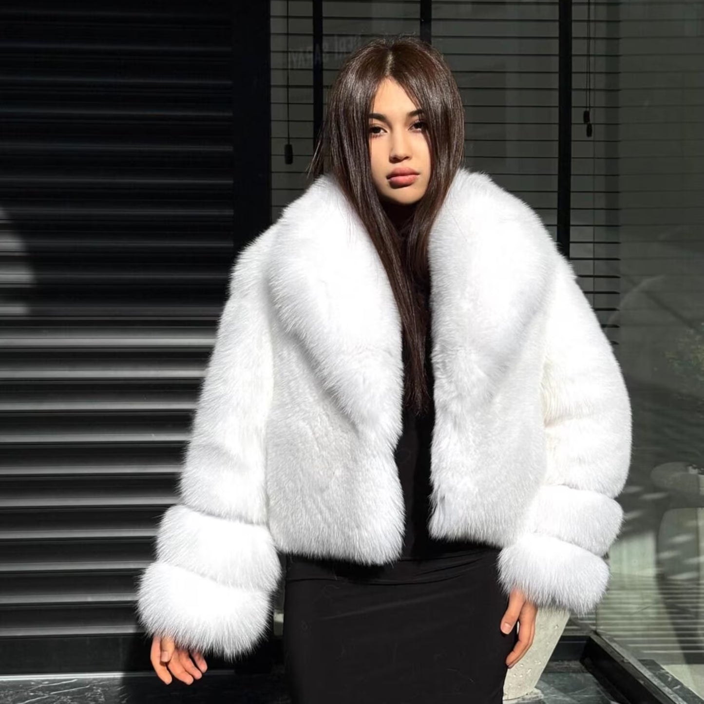 White Arctic Fox Fur Jacket