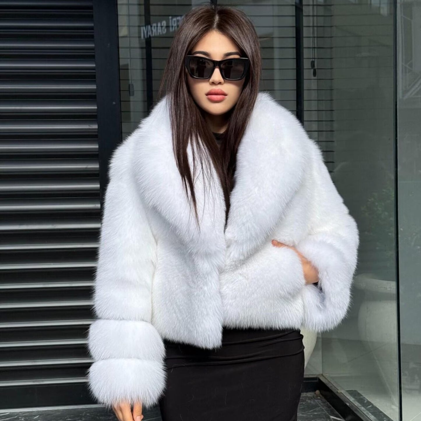 White Arctic Fox Fur Jacket