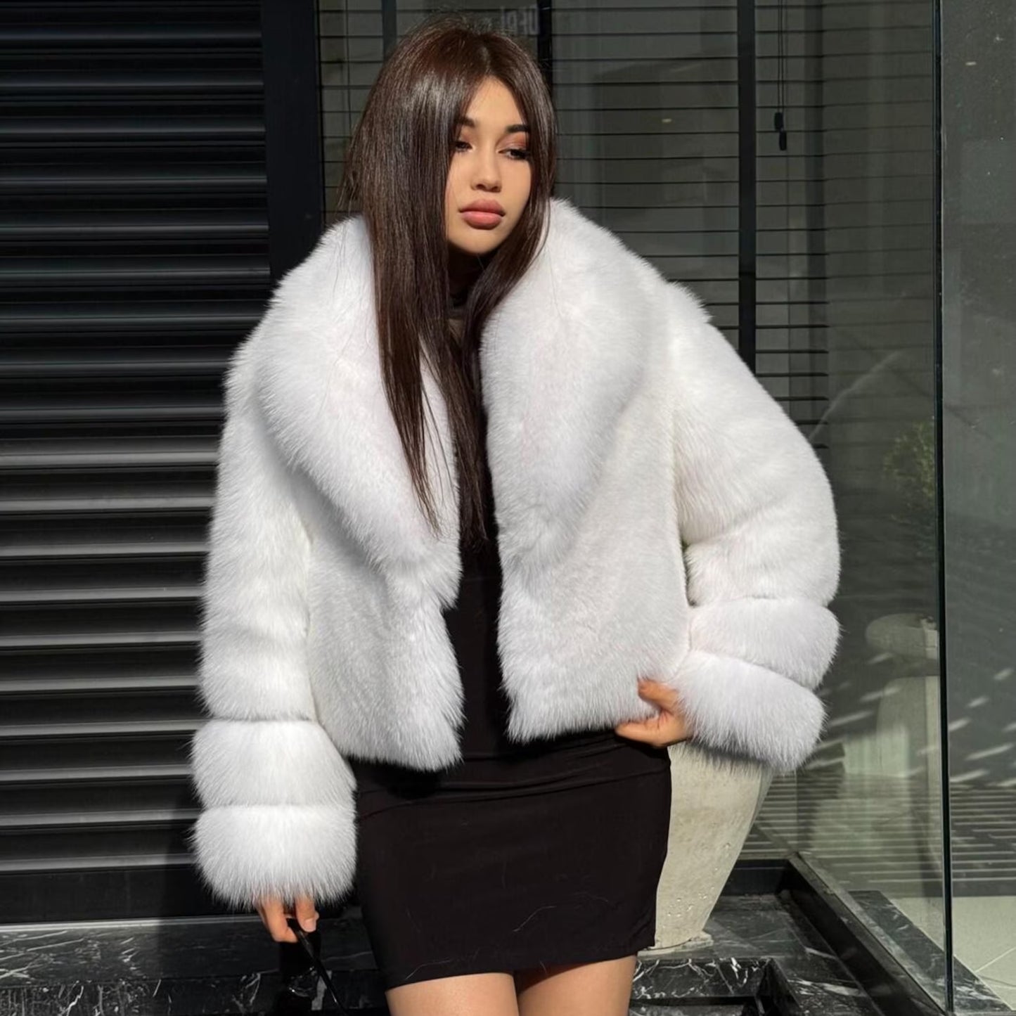 White Arctic Fox Fur Jacket